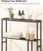 HOOBRO Over The Toilet Storage Cabinet, Freestanding Bathroom Organizer with Toilet Paper Holder, Hooks, 5-Tier Bathroom Storage Shelves for Laundry Room, Space Saver, Rustic Brown and Black BF84TS01 - Image 7