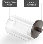 TIPGO Glass Qtip Holder Dispenser for Bathroom - 10 oz Clear Canister Apothecary Jar for Cotton Swabs, Balls, Pads, Floss Picks, Small Containers for Makeup Storage Organizer (2 Pack, Brown) - Image 5