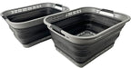 SAMMART 42L (11 Gallons) Collapsible Plastic Laundry Basket - Foldable Pop Up Storage Container/Organizer - Portable Washing Tub - Space Saving Hamper/Basket [BPA Free] (Grey/Black (Set of 2)) by SAMMART