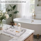 Bathroom Tray for Countertop, Marble Perfume Tray for Dresser Organizer, Marble Tray for Bathroom Counter & Home Decor, Natural Decorative Stone Vanity Trays, 12" x 8", Starry White - Image 7
