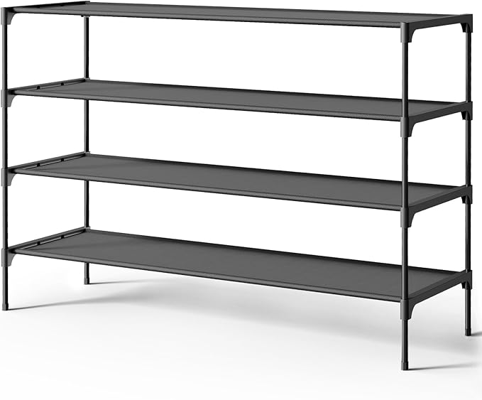 Kitsure Shoe Rack - Non-Woven Shoe Rack Shelf, 36.2" Wide - 4 Tier, Black | Shoe Organizer for Closet, Entryway, Garage, Stackable Shoe Shelves, college dorm&apartment essentials by Kitsure
