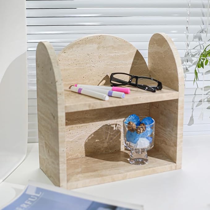 DUANYAN Travertine Shelf Bathroom Counter Organizers and Storage 2-Tier - Image 8