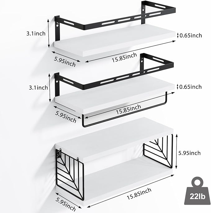 Fixwal Wall Mounted Bathroom Shelves Over Toilet (3+1 White) - Image 2