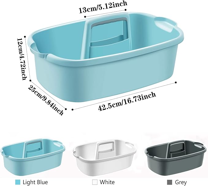 Haundry Large Cleaning Supplies Caddy with Handle, Plastic Storage Bucket Organizer for Cleaning Products, Shower Caddy Basket for Car, Dorm, Bathroom, Garden, Kitchen - Blue - Image 3