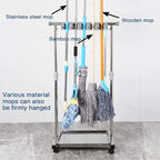 movable mop broom holder put wet mops floor standing cleaning tool rack stainless for schools, hospitals, factories, hotels, restaurant, etc. - Image 2