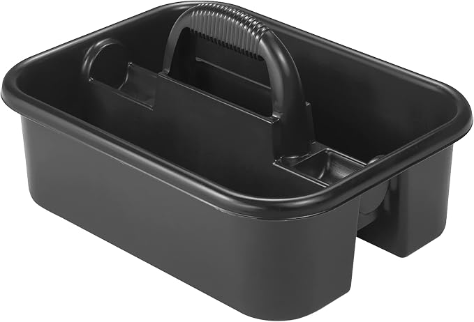 Akro-Mils 09185 Plastic Tote Tool & Supply Cleaning Caddy with Handle, 18-3/8-Inch x 13-7/8-Inch x 9-Inch, Black by Akro-Mils