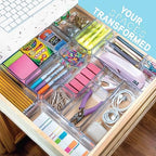 primebox Plastic Clear Acrylic Drawer Organizers. Bathroom, Kitchen, Bedroom, Utensils, Office Organizer Bins, Storage Trays. Heavy Duty, Stackable. 15" x 6" x 2" Set of 6 - Image 3