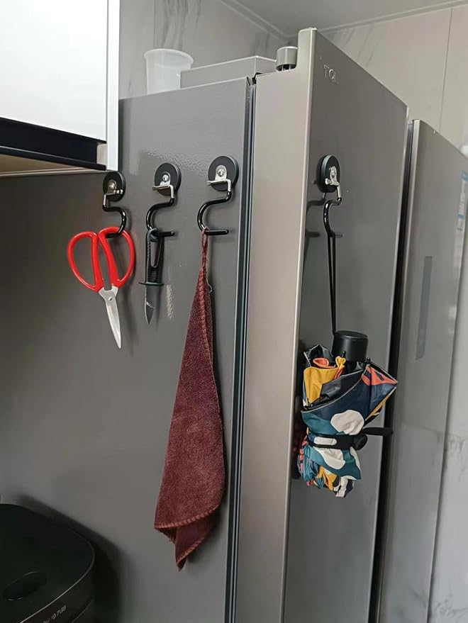 2PCS Magnetic Broom Hooks, Space-Saving Mop Rake Rack, Stainless Steel Heavy Duty Mop Handle - Image 8