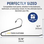 DAMITA Open Ended Pants Hangers - Non Slip Heavy Duty Metal Hangers 15 Pack - Space Saving Jeans Trousers Blanket Organizer for Closet - 7 lbs Load Capacity Rubber Coating Black - Image 7