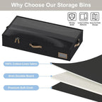 Under Bed Storage, Under Bed Storage Containers Bins for Clothes, Large Linen Underbed Closet Organization Bins, 2 Pack Collapsible Underbed Bin Dorm for Clothes, Sweater, Black - Image 4
