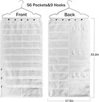 BB Brotrade Hanging Jewelry Organizer,Accessories Organizer,56 Pocket Organizer for Holding Jewelries (White-56 Pockets) - Image 5