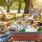 SAMMART 9.2L (2.37Gallon) Collapsible Tub - Portable Outdoor Picnic Basket/Crater - Foldable Shopping Bag - Space Saving Storage Container (M, Terracotta) - Image 6