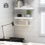 QEEIG White Bathroom Shelves Over Toilet - Wall Mounted Floating Shelves Farmhouse Shelf Toilet Paper Storage Small 16 inch Set of 2 (019-W2) - Image 4