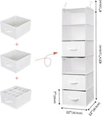 GRANNY SAYS Hanging Closet Organizer, 5 Drawers, 6 Shelves, 4 Pockets | Hanging Closet Organizer with 5 Different Drawer Designs, 6 Shelves & Reinforced Structure for Organized Small Spaces, White - Image 3
