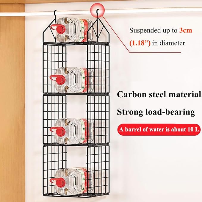 Hanging Closet Organizer, Carbon Steel 5-Shelf Storage, Black - Image 4