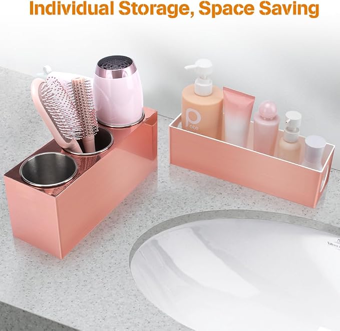 GFWARE Hot Hair Styling Tool Organizer with 3 Stainless Steel Cups, Pink - Image 4