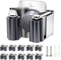Verdenu 10 Pack Broom Holder Wall Mount, Mop and Broom Holder Wall Mount, Stainless Steel Command Broom Holder with Screws, Garden Tool Storage Organizer for Kitchen, Home, Bathroom, Garage, Grey by Verdenu