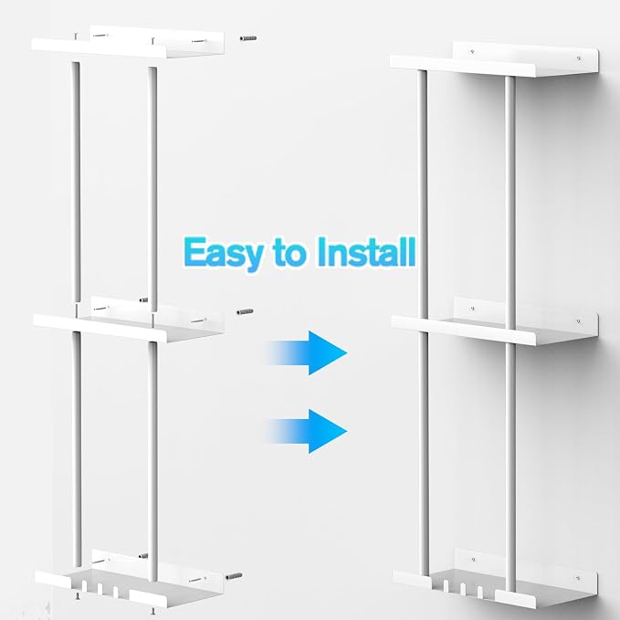Liuoud Towel Rack for Bathroom, Wall Mounted Vertical Rolled Towel Storage Organizer Holder with Shelf, Holds Up 6 Large Bath Sheets, White Large Size - Image 4