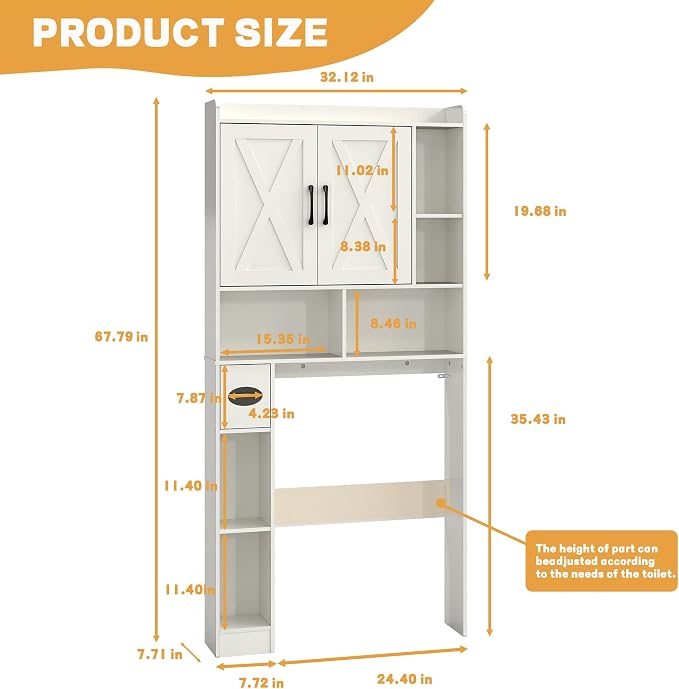 OMOCCUIT Over The Toilet Storage Cabinet,32" Over Toilet Bathroom Organizer - Image 2