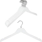 TOPIA HANGER White Wooden Hangers 10 Pack, 0.28 inch Slim Wood Clothes Hanger with Flat Design and Smooth Notches, Lightweight&Durable Space Saving Hangers for Shirt, Coat, Camisole-CT29W by TOPIAHANGER
