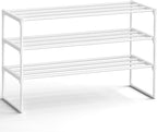SONGMICS Shoe Rack, 3-Tier Shoe Organizer, Metal Storage Shelf | for Entryway, Upright or Upside Down, for 16-20 Pairs, Stackable, 11.8 x 36.2 x 21.7 Inches, Pearl White ULSA303W03 by Unknown