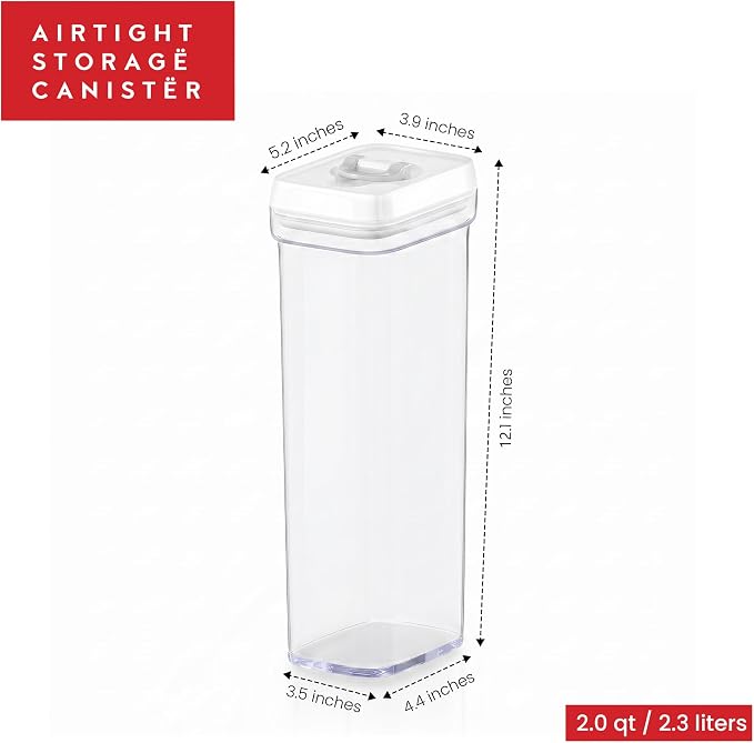 DWËLLZA KITCHEN Pasta Storage Containers for Pantry - Set of 2 White Airtight Spaghetti Container Storage - Ideal for Spaghetti & Noodles, Kitchen Pantry Organization and Storage, Keeps Food Fresh - Image 4