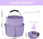 Cleaning Caddy with Handle, 17L Foldable Cleaning Supplies Organizer, Portable Storage Basket, Cleaning Supply Caddy, Multifunctional Cleaning Bucket Bag for Garden, Home, Kitchen (Purple) - Image 4