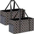 GhvyenntteS Extra Large Utility Tote Bag 2 Pack - Stand Up Utility Tote with Metal Wire Frame & Hard Bottom Board, Reusable Grocery Bags With Handles for Storage, Picnics, Beach, Laundry, Car, Camping by GhvyenntteS