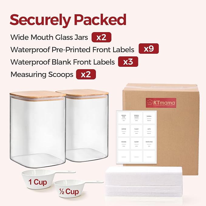 Glass Flour Containers with Lids 1 Gallon 2 Pack Pantry Organization - Image 8