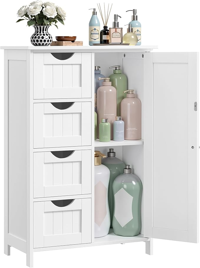 VASAGLE Floor Storage Cabinet, Farmhouse, 4 Drawers and 1 Door,32.3" H by Unknown