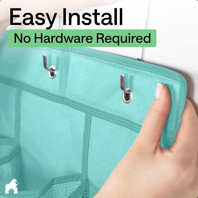 GORILLA GRIP Over the Door Shoe Organizer, 24 Large Pockets, Turquoise | Breathable Mesh Pocket, Space Saving Hanging Storage Holder, Closet Rack Hanger for Shoes, Pantry and Bathroom Accessories - Image 8