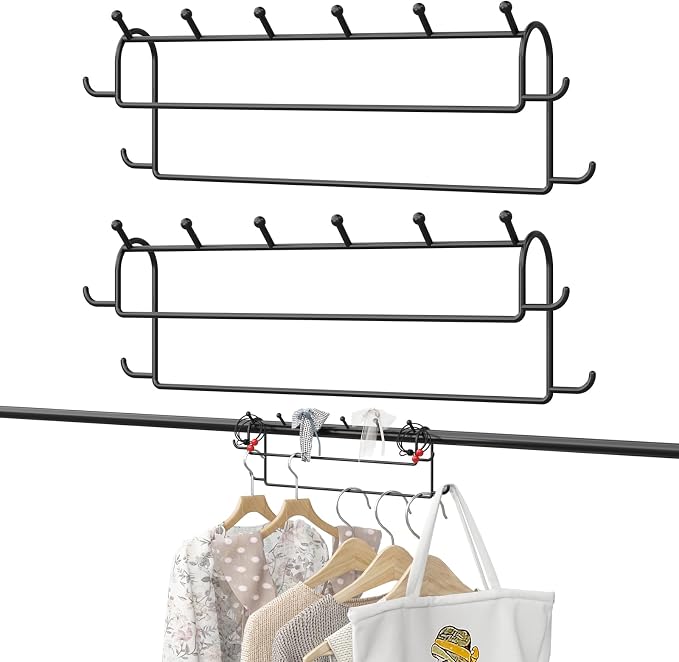 Space Saving Hangers for Clothes: 2 Pack 16 Inch 10 Hooks Magic Hanger Closet Organizer Metal Heavy Duty Hangers for Shirt Coat Pants Skirt Sorting Storage - Black by KarlliuHOMEGARDEN
