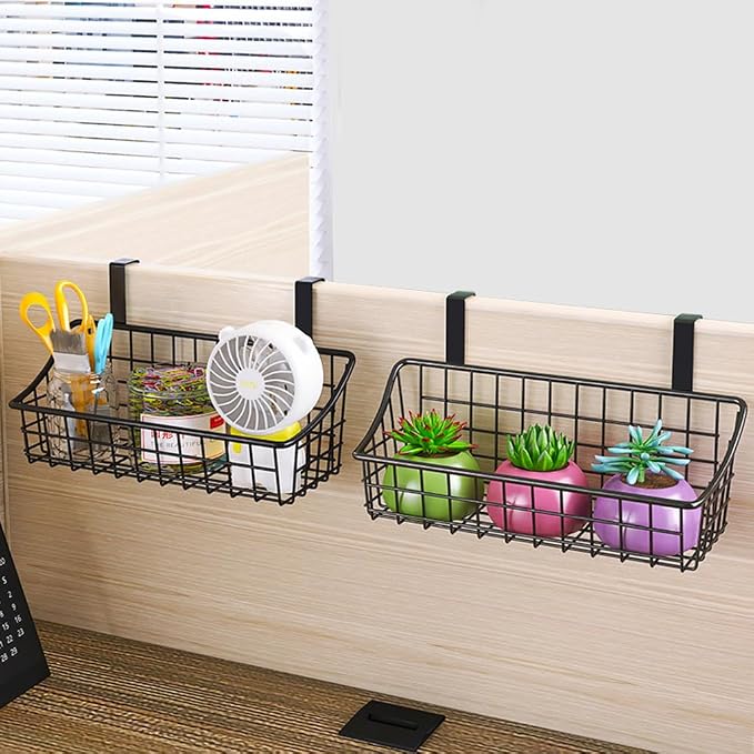 LeleCAT Cabinet Door Organizer Basket with hook Grid Storage Basket, Hang it behind a door or on a railing,BLack,4 Pack - Image 7