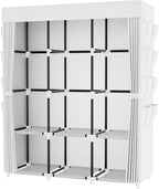 Portable Closet with Cover, 3 Hanging Rods and Side Pocket, Sturdy Free Standing Closet, White - Image 8