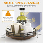 AMH 9-Inch Farmhouse Oak Lazy Susan Cabinet Organizer, Walnut Finish - Image 4