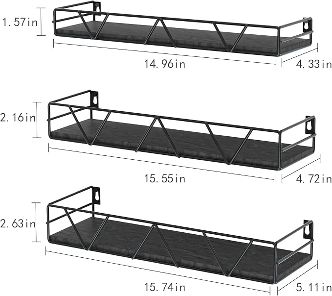 Floating Shelves Set of 3, Wood Wall Shelf, Farmhouse Shelf for Bedroom - Image 3