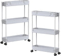 SPACELEAD 2-piece Set Slim Storage Cart 3 Tier,Bathroom Organizer Rolling Utility,Mobile Shelving Unit Slide Out for Office, Kitchen, Laundry Room & Narrow Places by Home
