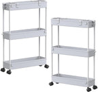 SPACELEAD 2-piece Set Slim Storage Cart 3 Tier,Bathroom Organizer Rolling Utility,Mobile Shelving Unit Slide Out for Office, Kitchen, Laundry Room & Narrow Places by Home