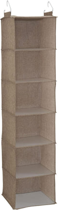 Household Essentials 6 Shelf Hanging Closet Organizer, Hanging Closet Shelf, Fabric Poly Linen and PEVA Shelving, Beige by HouseholdEssentials