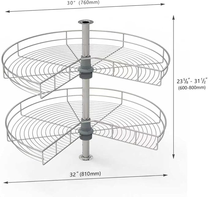 32" Lazy Susan Turntable for Kitchen Blind Corner Cabinet Organizer Kidney Shape Lazy Susan Organizers for Kitchen Rotating Tray Corner Cabinet (32 Inches) - Image 3