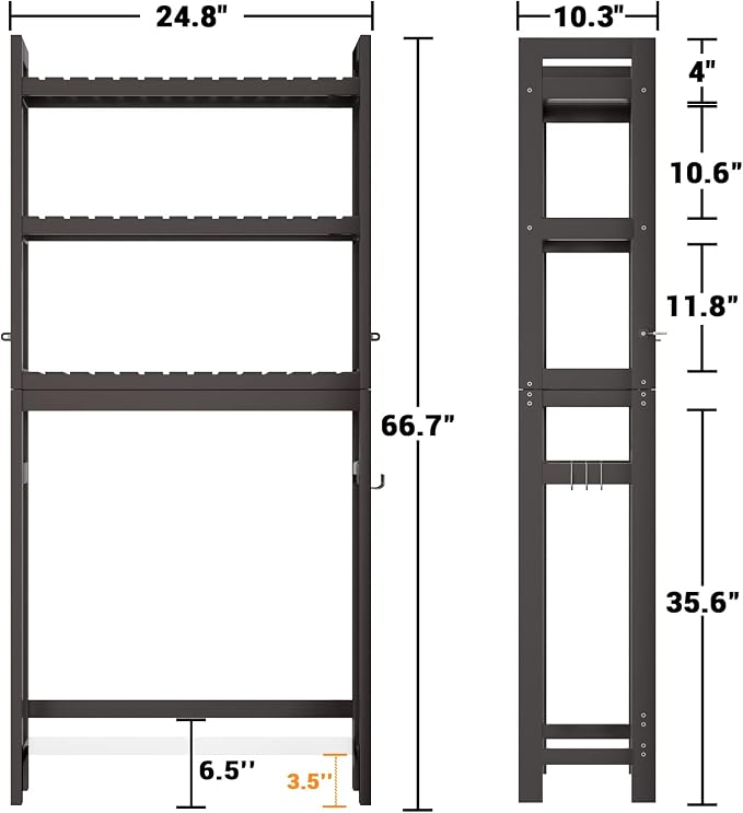 Homykic Over The Toilet Storage, 3-Tier Bamboo Bathroom Shelf, Espresso - Image 5