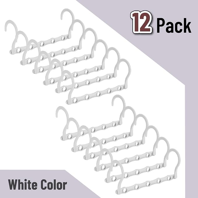 Mr. Pen- Space Saving Hangers for Clothes, 12 pcs, White, Plastic Multi Clothes Hangers Space Saving, 5 Slots, 360° Rotating Hooks - Image 2