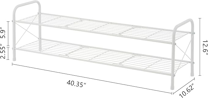 Hoctieon 2 Tier Shoe Rack for Closet, Durable Mesh Style Shoe Rack, Entryway Shoe Shelf, Shoe Storage Organizer for Hallway, Bedroom, Living Room, Wardrobe, White - Image 3