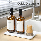 2PCS 10"x 5" Large Bathroom Sink Vanity Trays, Water Absorbing Diatomite Stone Quick Drying Mat for Kitchen Counter, Dish Rack Dispensers Sponge Holder Caddy Organizer, White, 10"x 5" - Image 3