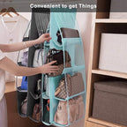 Lirex Handbag Hanging Purse Organizer for Closet, 8 Pocket Handbag Storage Organizer Hanger Oxford Cloth Closet Organizer for Family Closet Bedroom, Foldable and Universal Fit, Light Blue - Image 6