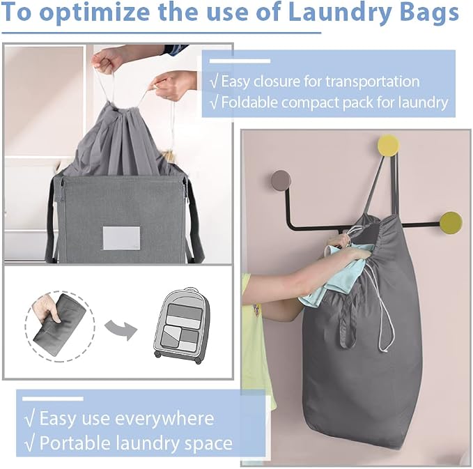MCleanPin 210L Laundry Hamper Collapsible with 2 Washable Laundry Bags, Dirty Clothes Hamper,Laundry Basket with Handles Foldable Hamper Dorm Laundry Basket for College,Grey - Image 4