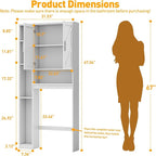 Over The Toilet Storage Cabinet with 7 Storage Shelves, Above Toilet Bathroom Organizer with Toilet Paper Holder Stand, Behind Toilet Cabinet, Space Saver for Restroom, Bathroom, Laundry, White - Image 2