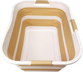 SAMMART 42 (11 Gallons) Collapsible Plastic Laundry Basket, Foldable Pop Up Storage Container/Organizer, Space Saving Hamper, Portable Bin for Dorm Room Bathroom (1, White/Beige) by SAMMART