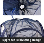 TECHMILLY Collapsible Mesh Pop Up Laundry Hamper with Sturdy Handles and Side Pocket - Portable Foldable Clothes Baskets for Dorm, Bathroom & Travel Storage (with Drawstring, Blue) - Image 2