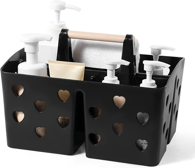 Portable Shower Caddy Plastic Shower Basket Organizer with Handle, Black by Anyoifax